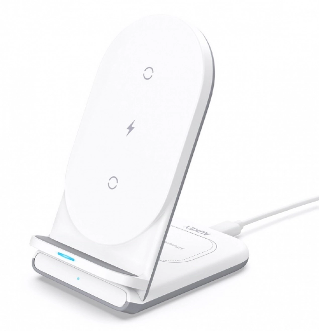 Încărcător wireless 2 în 1 Aukey Aircore LC-A2 alb