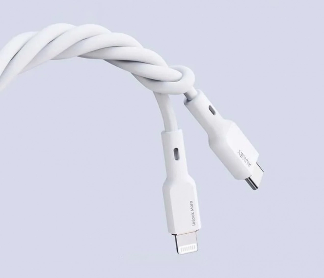 Cablu Lightning-USB C silicagel Alb