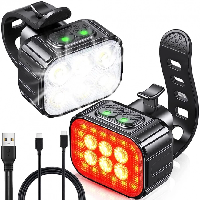 Set lumini LED pentru bicicletă față și spate, reîncărcabile USB