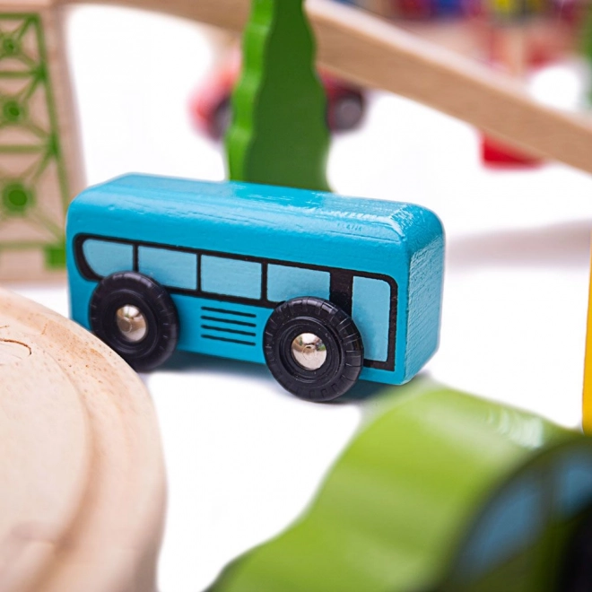 Bigjigs Rail Set din lemn cale ferată munte 112 piese