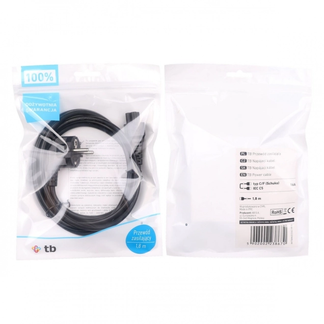 Cablu de alimentare 1.8 m IEC C5 cu certificat VDE