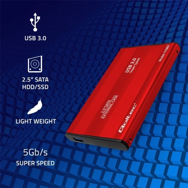 Carcasa externă pentru discuri 2.5" HDD/SSD SATA3, USB 3.0, roșie