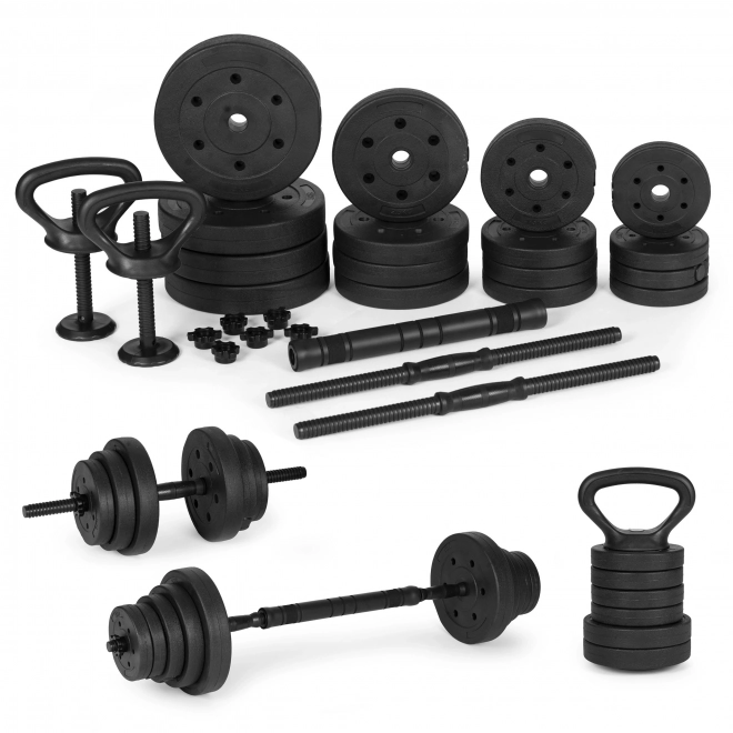 Haltere reglabilă 2x20 kg cu ax și kettlebell