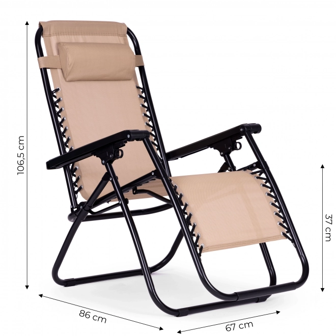 Scaun de grădină cu spătar reglabil - bej ZERO GRAVITY ModernHome