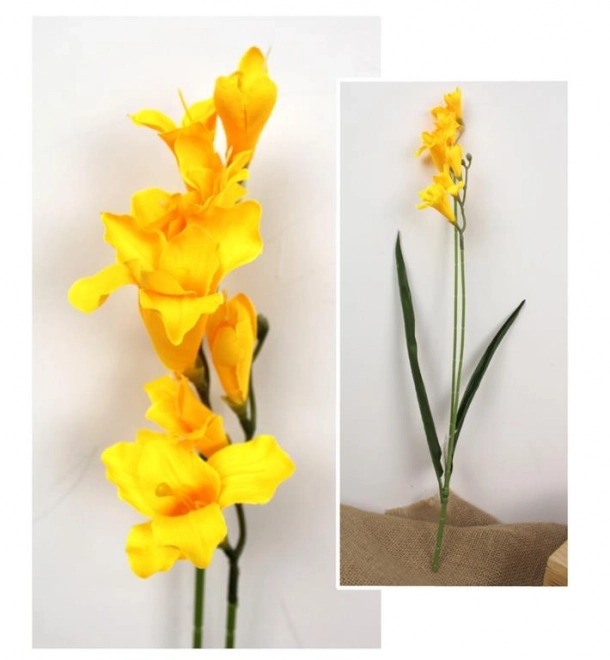 Floare artificială Frezie 56 cm galbenă