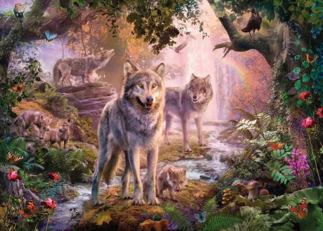 Puzzle Ravensburger Familie de lupi vara 1000 piese