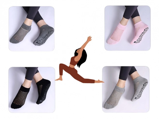 Șosete de bumbac antiderapante respirabile pentru yoga