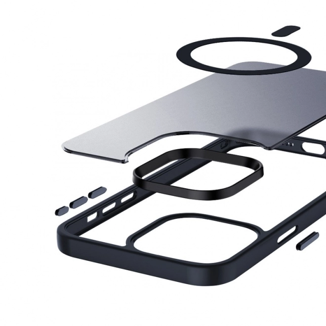 Carcasa hibridă Frost Cover cu MagSafe pentru iPhone 15 Pro Max albastru închis