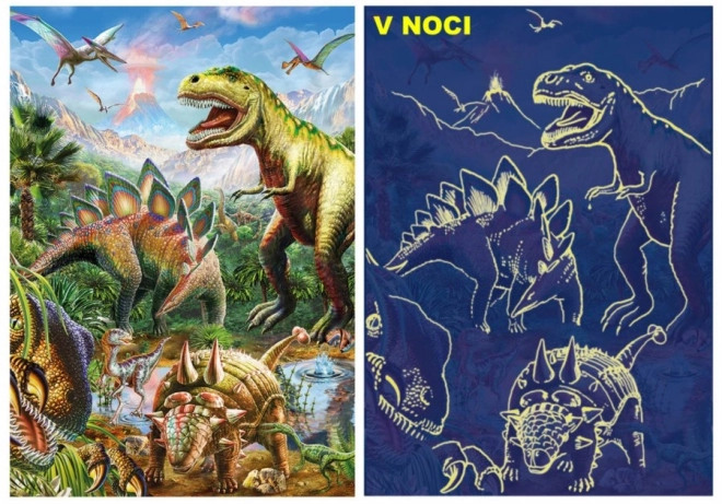 Puzzle luminos lumea dinozaurilor 100 piesă XL