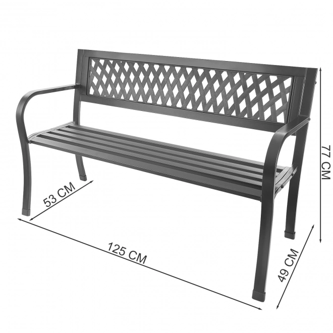 Bancă de grădină cu spătar, bancă de parc pentru terasă și balcon, structură metalică, grafit
