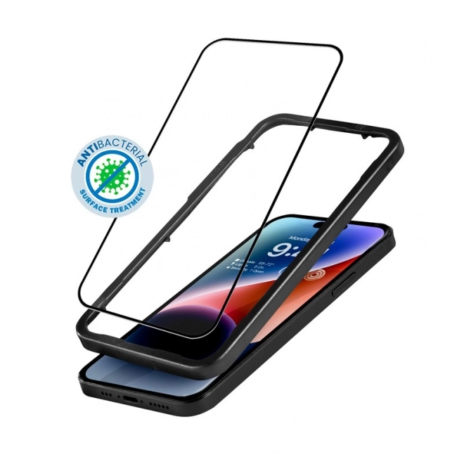 Sticlă de protecție Anti‑Bacterial 3D Armour Glass pentru iPhone 14 Pro cu cadru de instalare