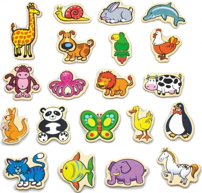 Magnete colorate din lemn Animale - set 20 buc