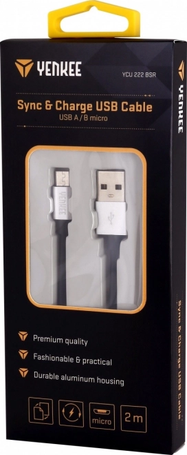 Cablu USB pentru sincronizare și încărcare, conector Micro USB, 2m