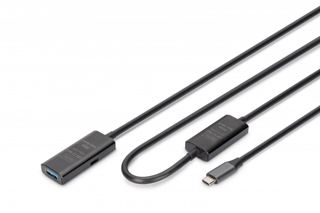 Cablu prelungitor activ USB-C - USB-A 10m, USB 3.2 Gen1 5Gbps