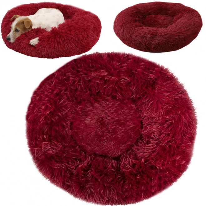 Pisică pufoasă pat moale canapea pernă 80 cm – burgundy
