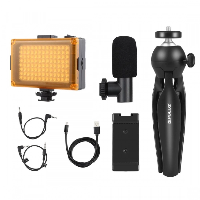 Set pentru transmisiuni live cu suport trepied, lampă LED și microfon de la Puluz
