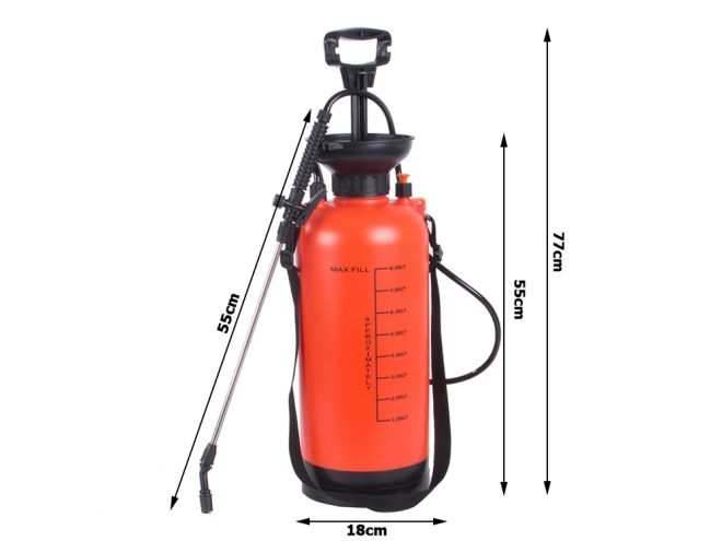 Pulverizator de gradina cu presiune cu tijă lungă 8l