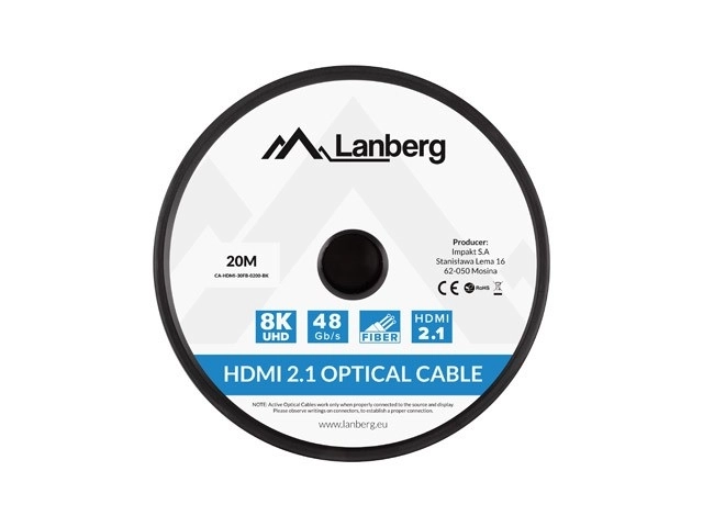 Cablu HDMI optic 8K, 20m, negru
