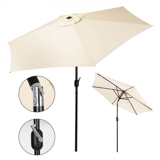 Umbrelă de grădină mare înclinată, cu manivelă, 6 spițe, bej, 270 cm
