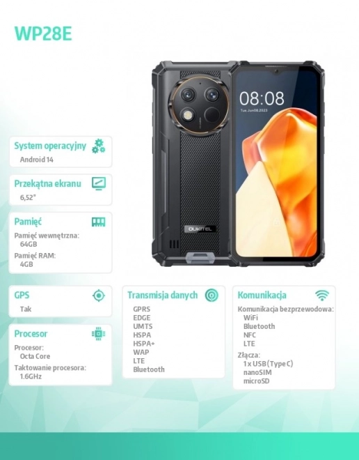 Smartphone rezistent la apă 4G WP28E 64GB negru