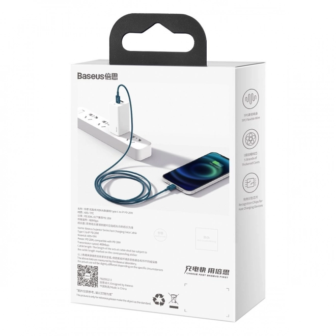 Cablare USB-C pentru iPhone 20W PD 2m albastru
