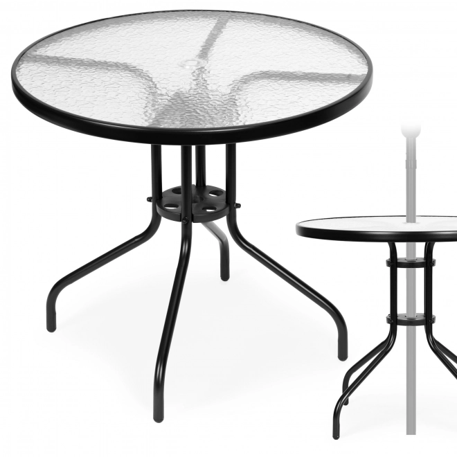 Masă rotundă de grădină 80 cm cu orificiu pentru umbrelă