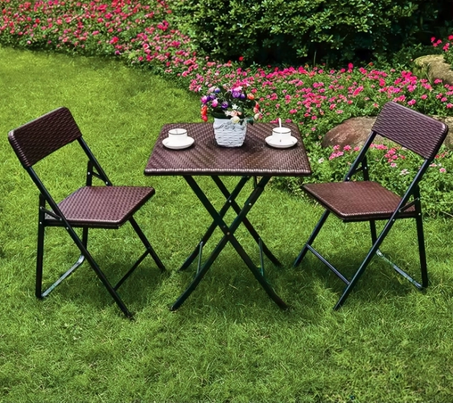 Măsuță de grădină pliabilă ratan balcon 62 cm