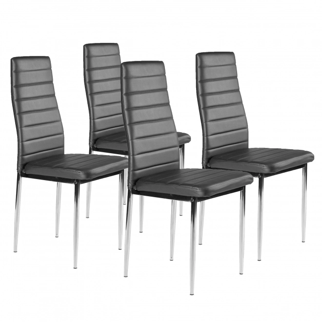 Set scaune piele ecologică pentru living și sufragerie, picioare cromate