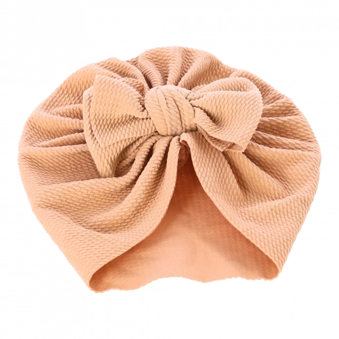 Turban pentru bebeluși cu fundă, pălărie pentru fetițe - maro