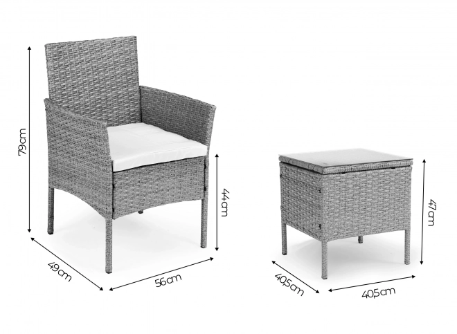 Set mobilier de grădină cu aspect de ratan – masă și scaune gri MultiGarden
