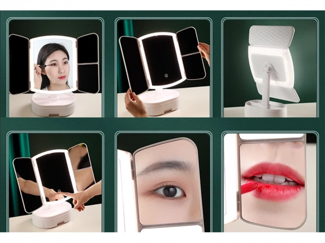 Lusteră cosmetică LED pliabilă cu mărire