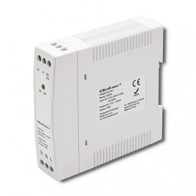 Zasilator din rail 12V 10W slim alb