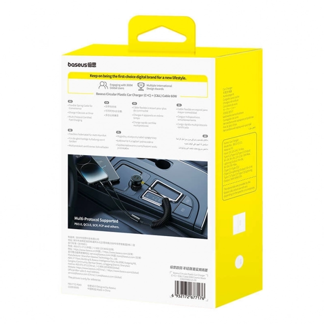 Încărcător auto Baseus cu USB-C și cablu Lightning 60W