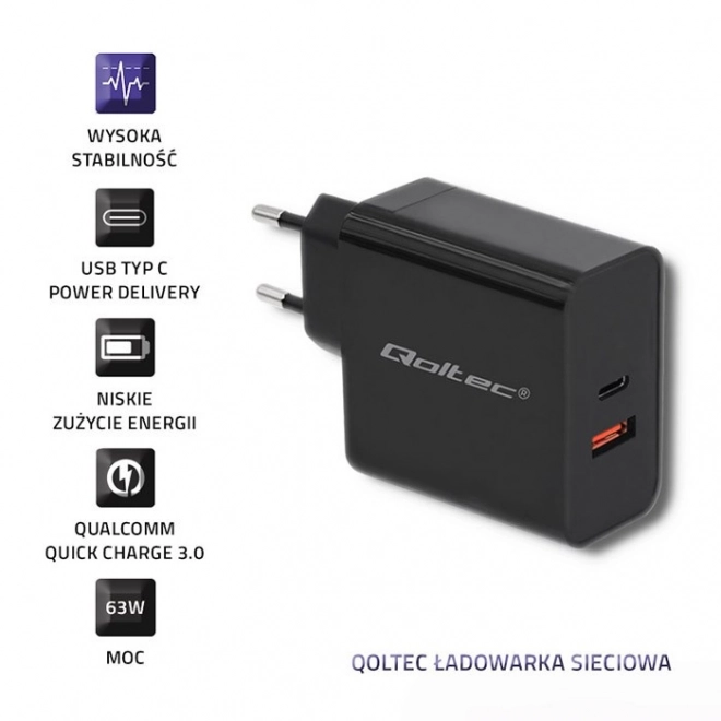 Încărcător rețea 63W cu Power Delivery și Quick Charge