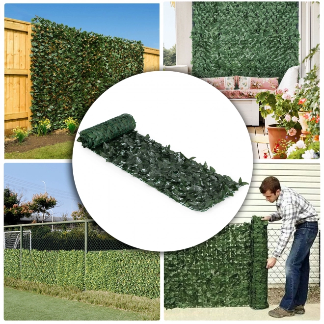 Gard viu artificial 300x50 cm pentru balcoane – mascare verde
