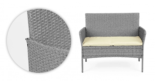 Set de mobilier de grădină din ratan sintetic - bancă, masă, scaune gri MultiGarden
