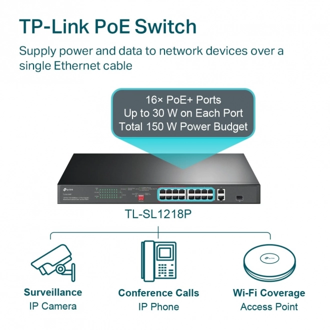 Switch PoE+ 16 Porturi cu Rack