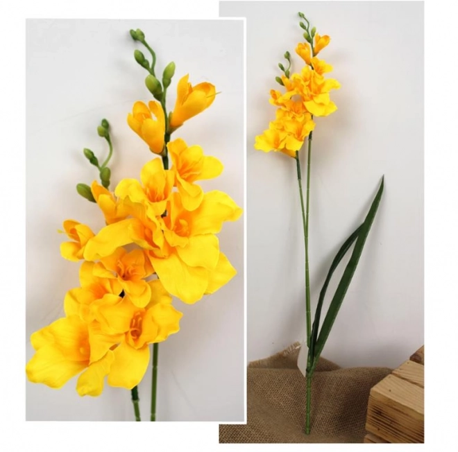 Floare artificială frezie galbenă 62 cm