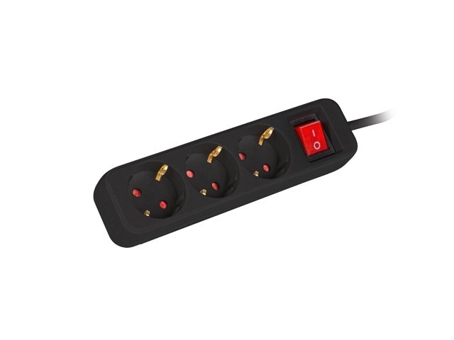 Prelungitor cu 3 prize negru 1,5m