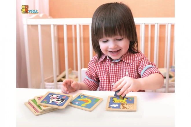 Puzzle din lemn cu 4 piese - Vaca