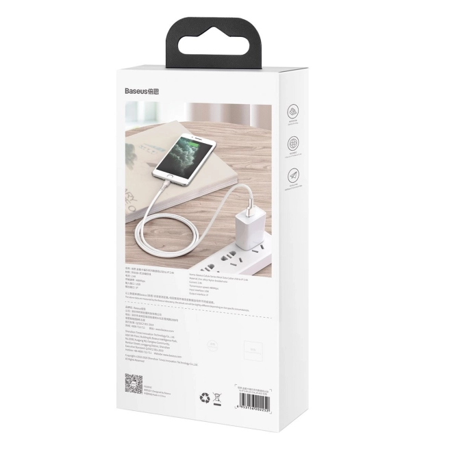 Cablu USB Lightning Baseus Cafule Alb