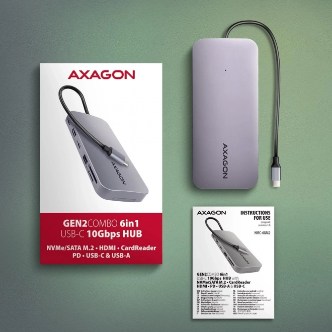 Hub USB-C 6-in-1 AXAGON cu M.2 și HDMI