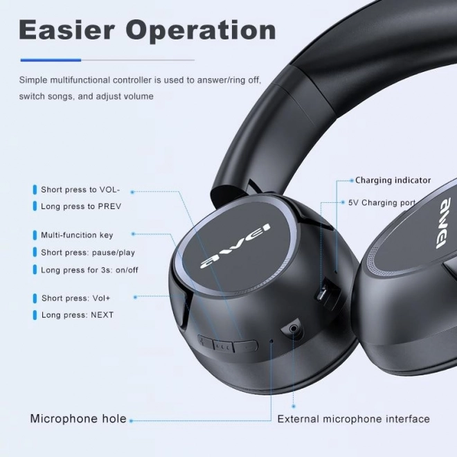 Căști Bluetooth pliabile negre
