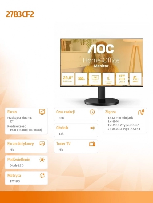 Monitor 27-inch IPS 100Hz HDMI USB-C