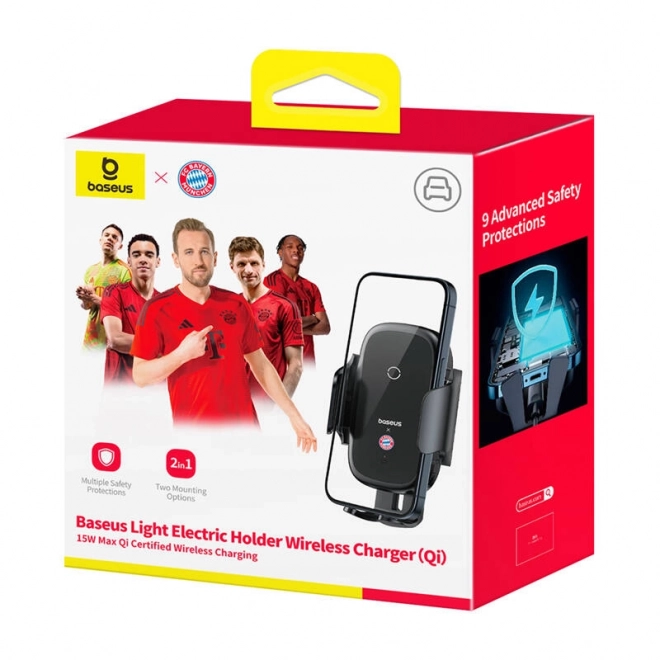 Suport auto cu încărcător Baseus 15W negru ediție Bayern