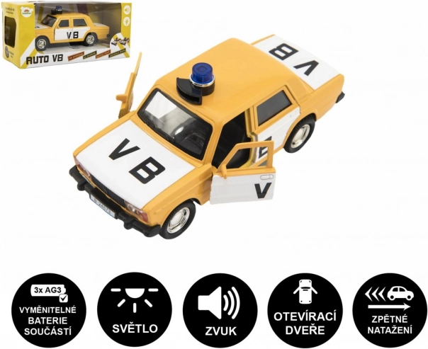 Mașină de poliție VB Lada 12 cm cu lumină și sunet cu mecanism de întoarcere