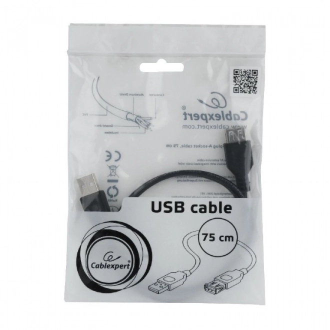Prelungitor cablu USB 2.0 0.75m negru