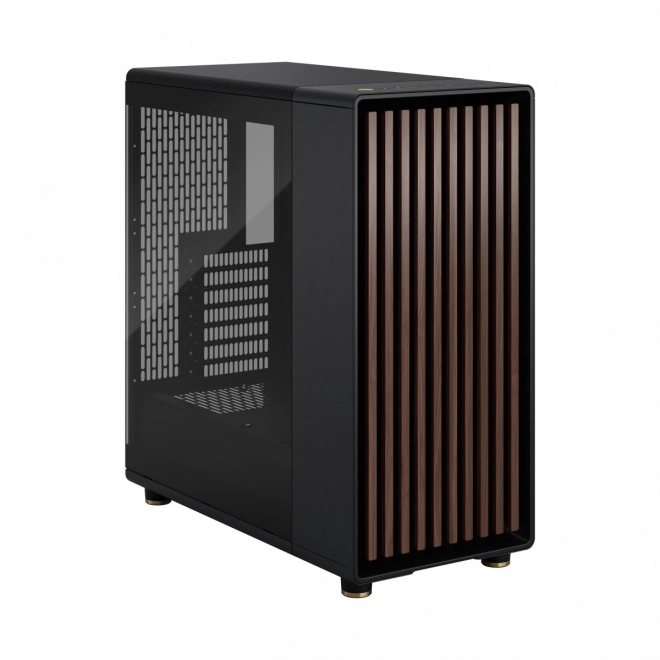 Carcasă Fractal Design North neagră cu elemente din lemn