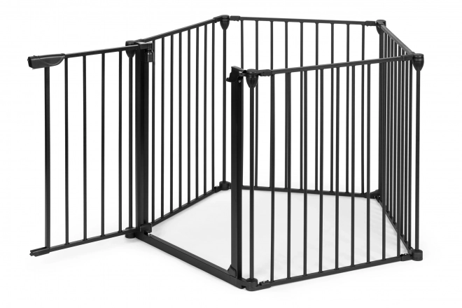 Barieră de siguranță Ecotoys pentru copii și animale de companie, 5 panouri, metal negru