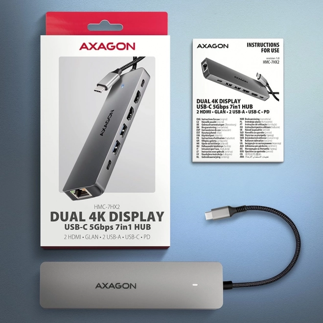 Hub multiport USB 7 în 1 de la Axagon
